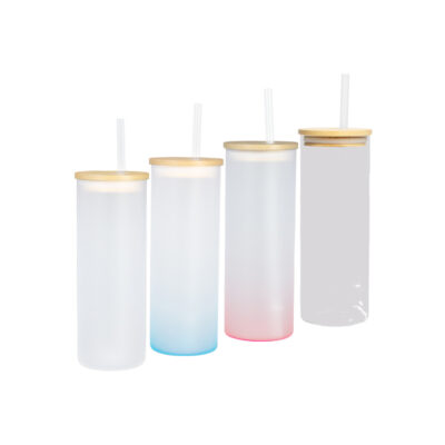 Botella Vidrio Borosilicato Sublimación, tapa Bamboo